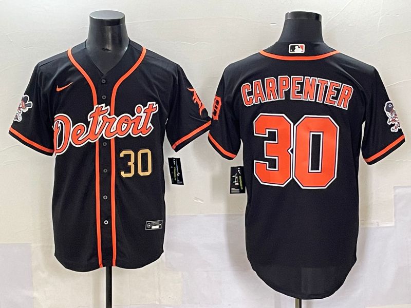 Men 2025 Detroit Tigers #30 Carpenter Black Joint Name Nike MLB Jersey style 3